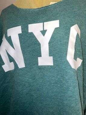 Mint Green Sweatshirt with White NYC Letters
